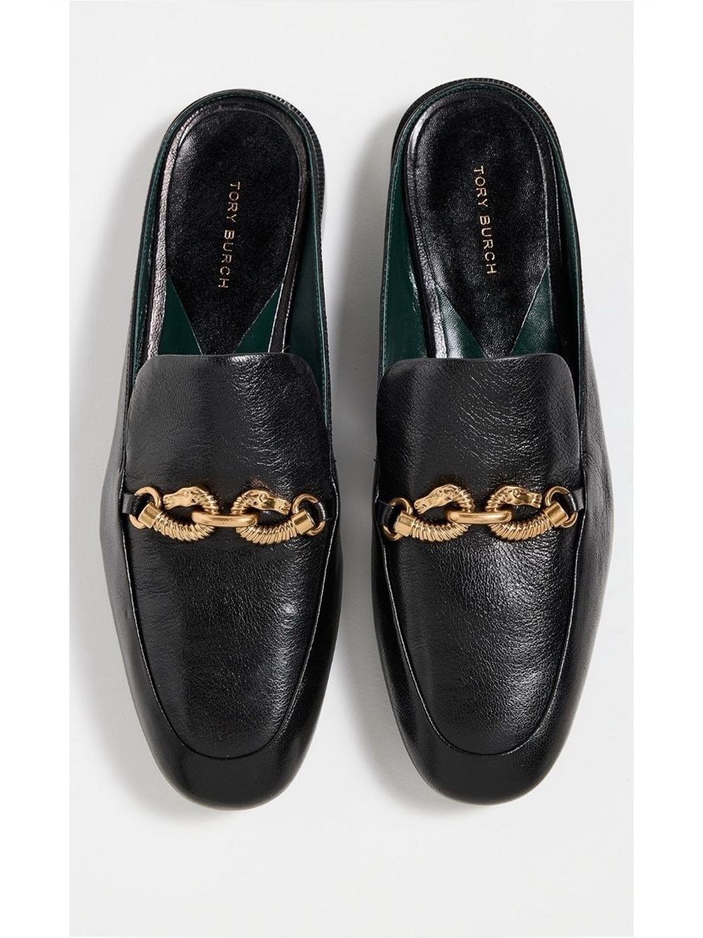 Tory Burch Jessa Backless Leather Gold Hardware Loafer Mules 7.5